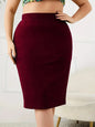 Shop Plus Size Solid Slim Skirt - High Waist