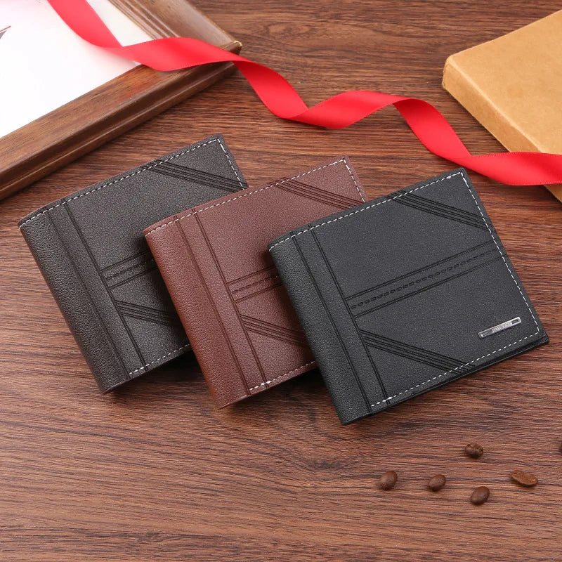 Men's Wallet Mens Short Wallet Youth Fashion Horizontal Soft Leather Business Wallet Credit ID Card Holder Wallet Billfold Purse - Mozarto Enterprise