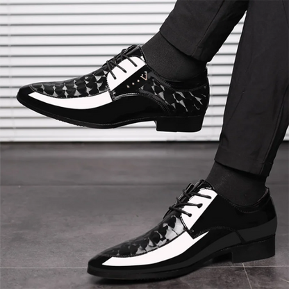 Men Shoes Formal Dress Shoe Black PU Leather Shoes Men Lace Up Point Toe Business Casual Shoes for Men Wedding Party Office - Mozarto Enterprise