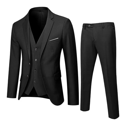 Men Blazers 3 Pieces Sets Business Suits Vest Pants Blue Coats Wedding Party 2024 Formal Elegant Jackets Korean Slim Suit - Mozarto Enterprise