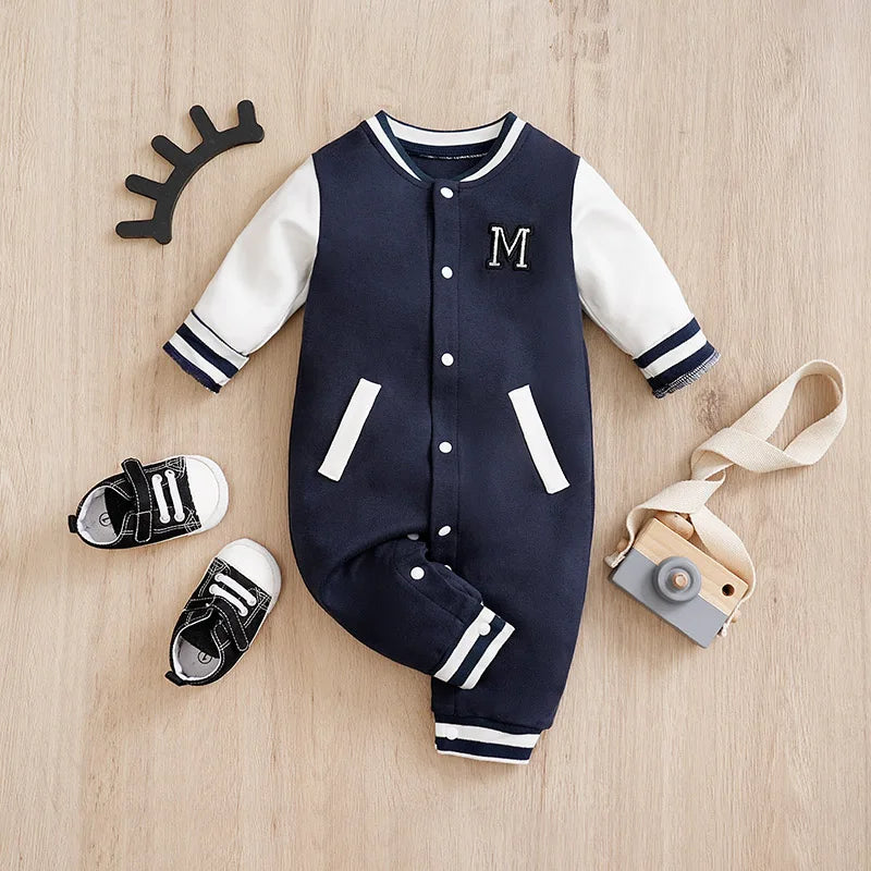 Shop Newborn Baby Baseball Footies Jumpsuit