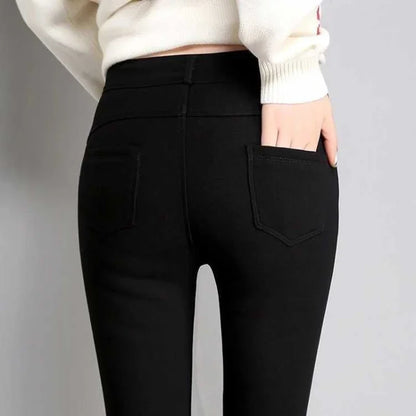 High Elastic Skinny Pencil Jeans leggings Elastic Black Plus Size Immitation Stretch Denim Pants Long Trousers - Mozarto Enterprise