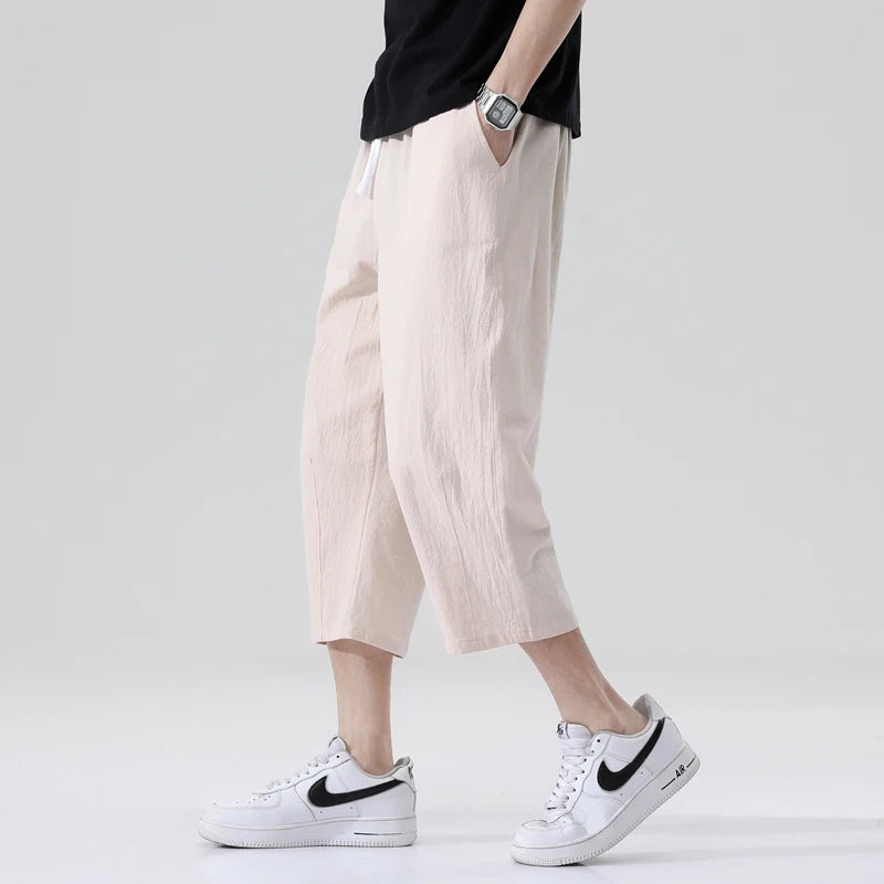 Trendy Men's Cotton Linen Casual Pants | Capris