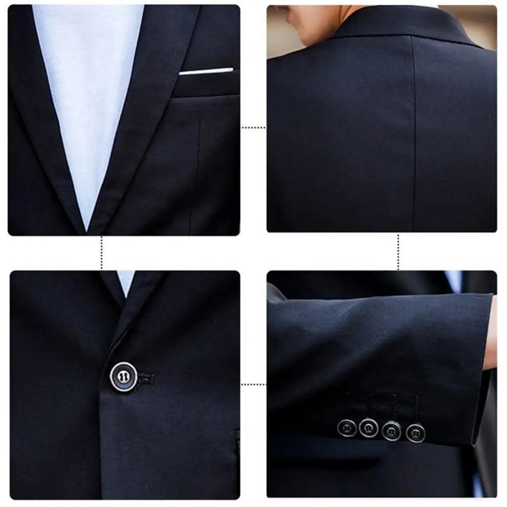 Men's Business Suit Set Groomsmen Regular Fit-Tuxedo Jacket+Trousers Men Suit Set Lapel Formal Stylish Buttons Pockets Blazer - Mozarto Enterprise