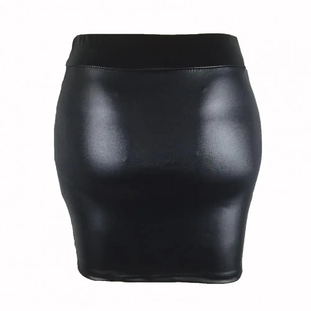 Skinny Matte Faux Leather Mini Skirts Women High Waist Solid Color Slim Fit Bodycon Skirts Summer - Mozarto Enterprise