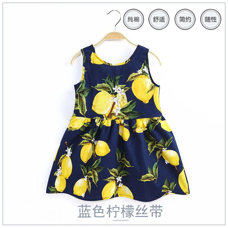 Explore Summer Girls Print Binding Rope Dress