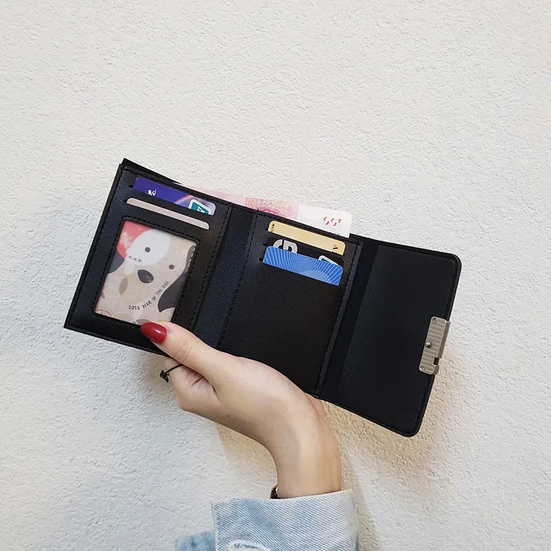 Women's Wallet Fashion Short New Wallet Three Folding Cute Cat Ear Small Ladies Purse Girls Wallet Leather Card Holder - Mozarto Enterprise