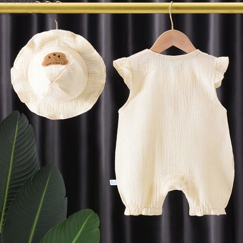 Stylish 2Pcs Baby Jumpsuit & Hat Set