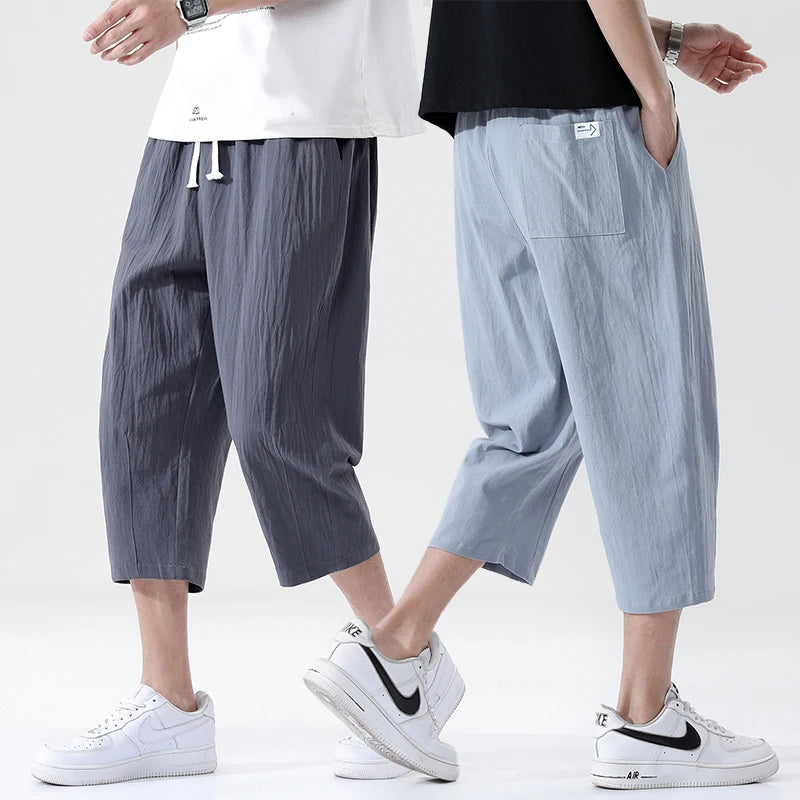 Trendy Men's Cotton Linen Casual Pants | Capris