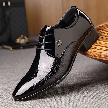 Newest italian oxford shoes for men luxury patent leather wedding shoes pointed toe dress shoes classic derbies plus size 38-48 - Mozarto Enterprise