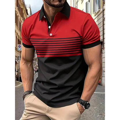 Men's Short-Sleeved Striped Polo Shirt