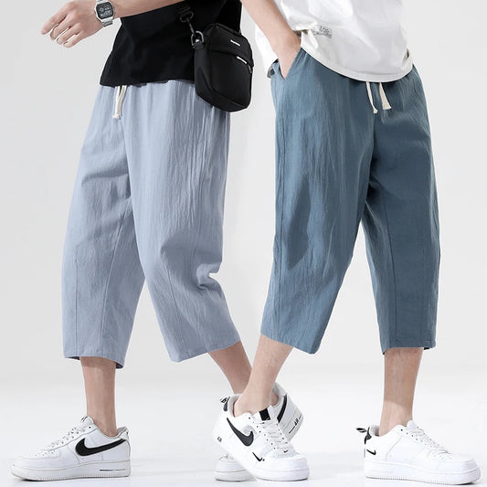 Trendy Men's Cotton Linen Casual Pants | Capris