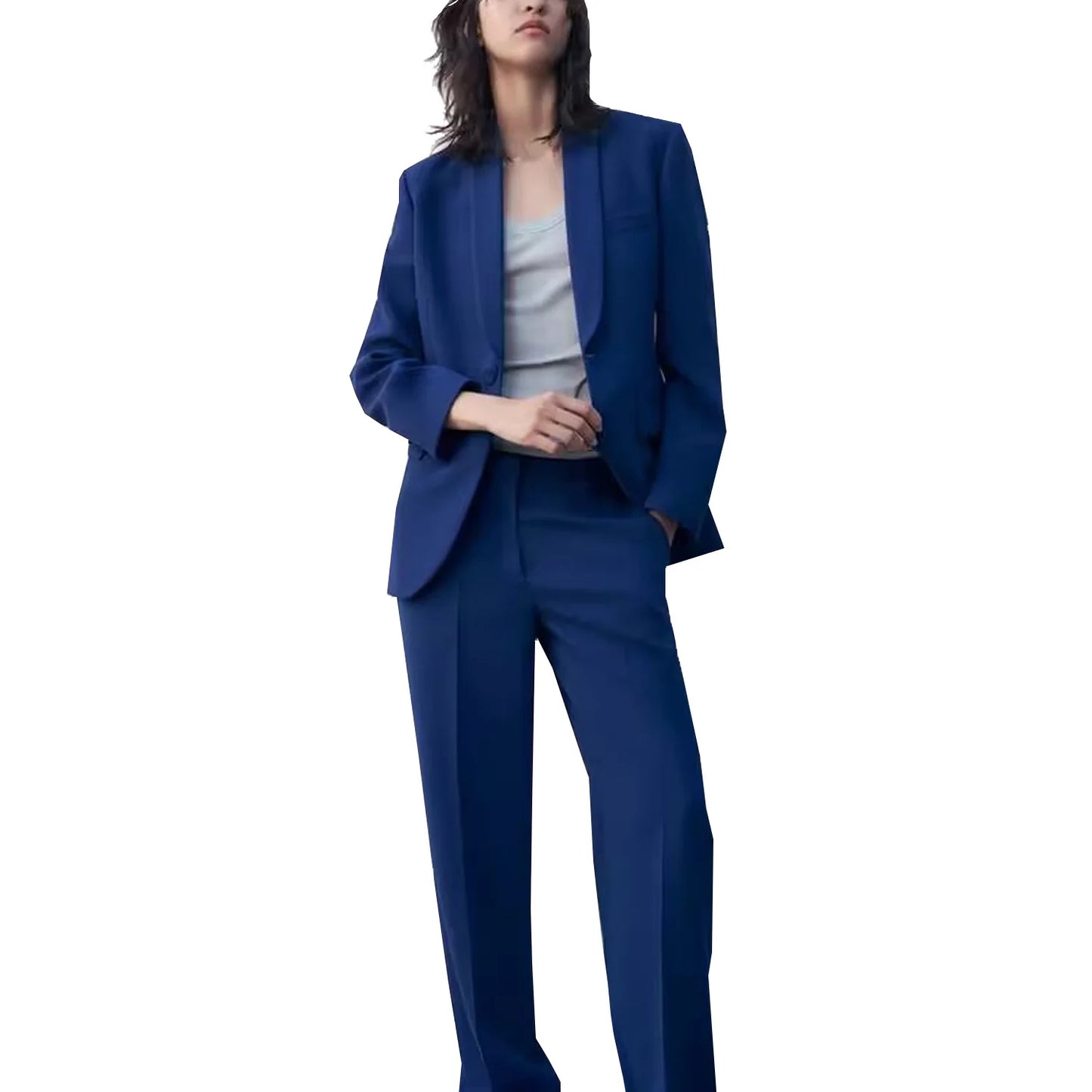 Women's Suit Jacket, Dress Collar with One Button and a Slit Design, Slim Fit and Slimming, Flared Pants, New - Mozarto Enterprise